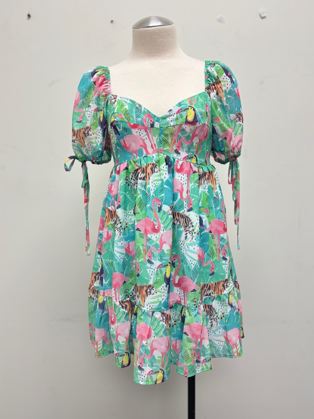 Tropical Flamingo Print Mini Dress
